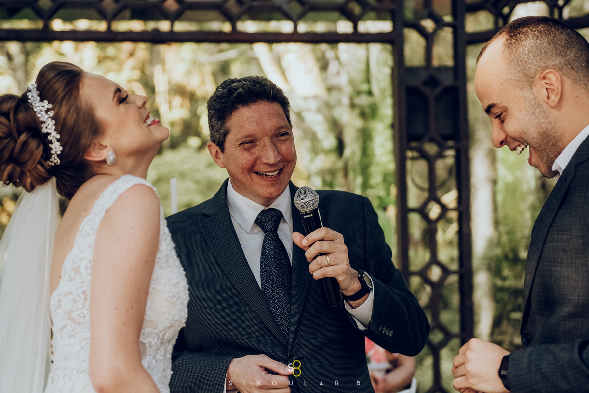 Fotografia de casamento votos dos noivos em cerimônia no Buffet Callegari Recanto Callegari