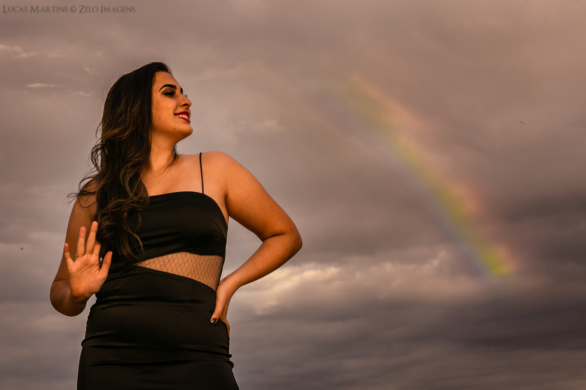 ensaio debutante com arco-íris