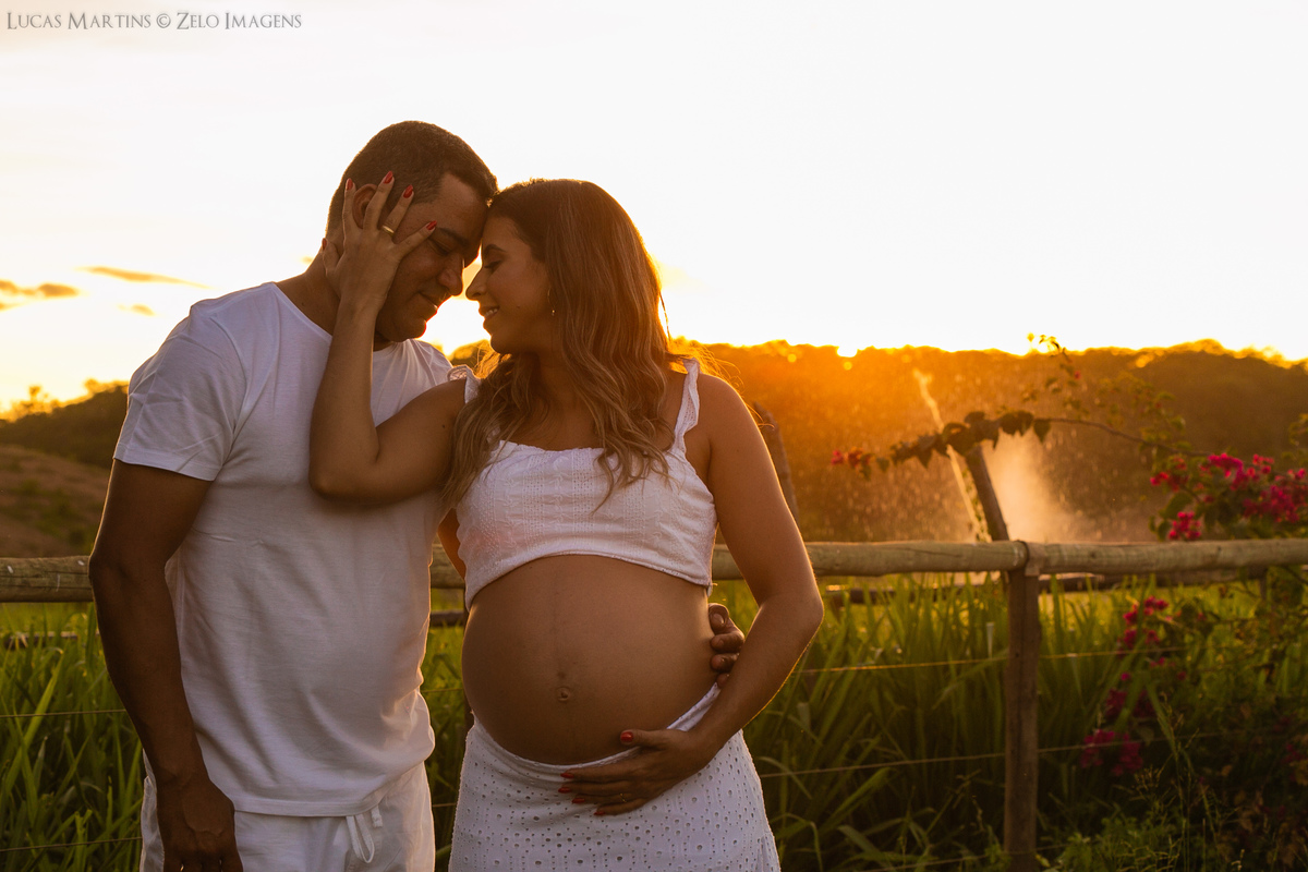 ensaio gestante casal por do sol