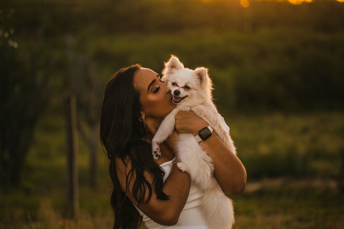 Ensaio ao ar livre sitio com cachorro