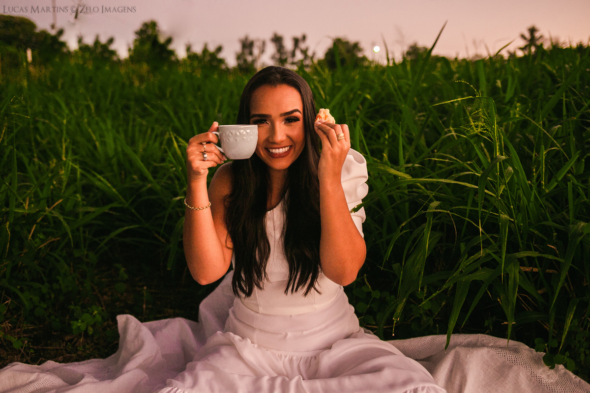 Ensaio ao ar livre sitio café e pão de queijo
