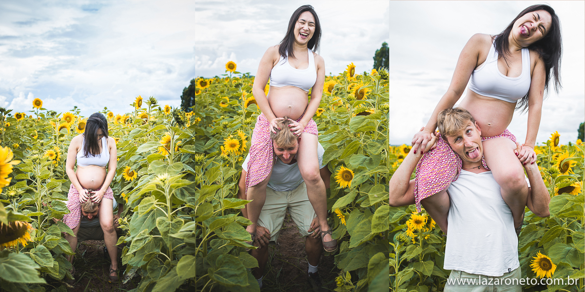 gravida linda faz fotos em plantação de girassol em Itatinga, Botucatu livre