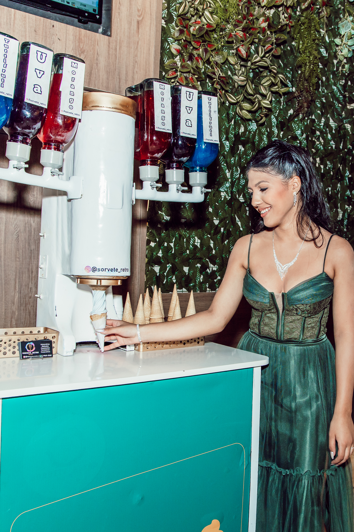 Teve sorvete vintage. Um sucesso.
