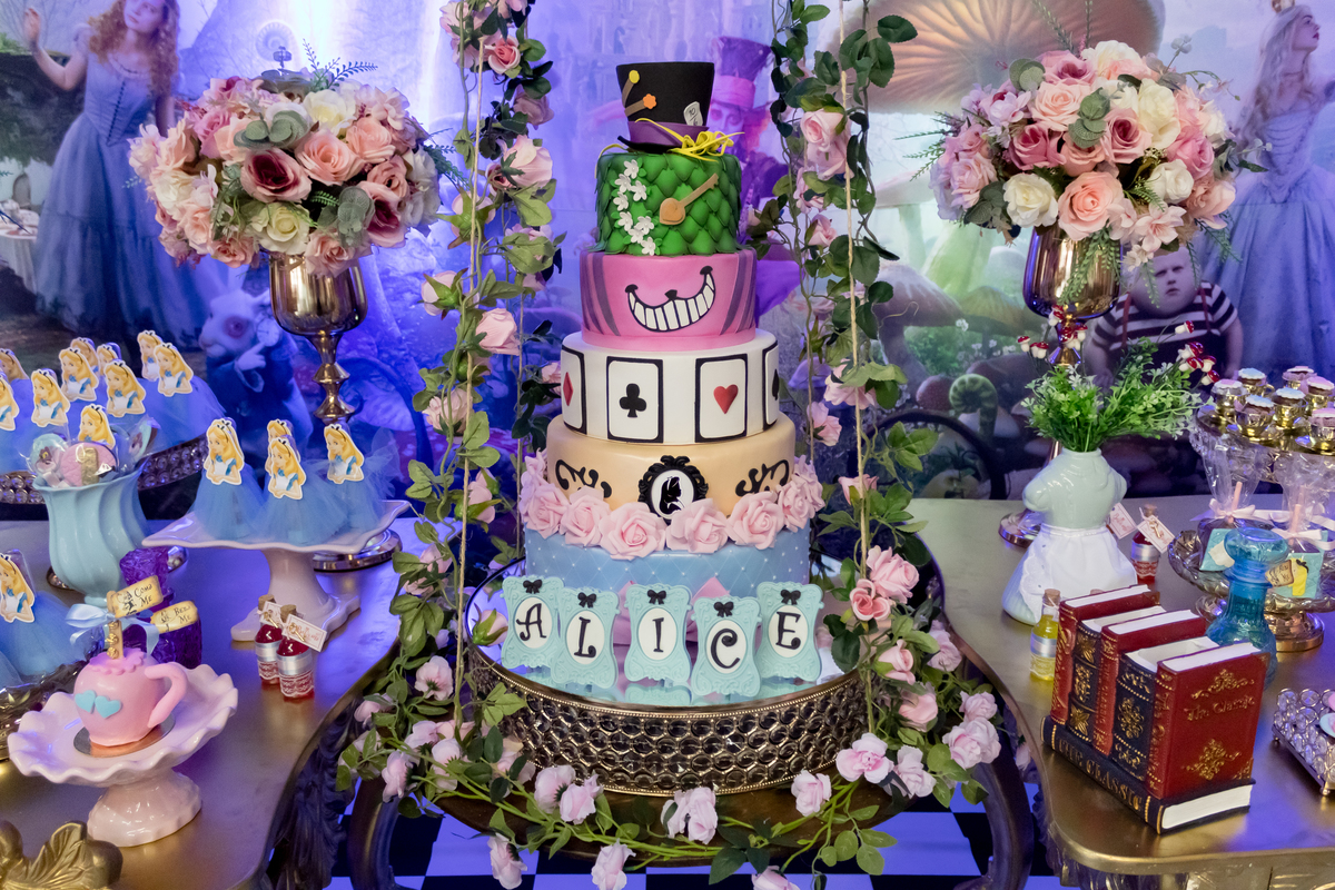 Festa infantil, Alice no País das Maravilhas, Decoração de festa, festa de 1 ano