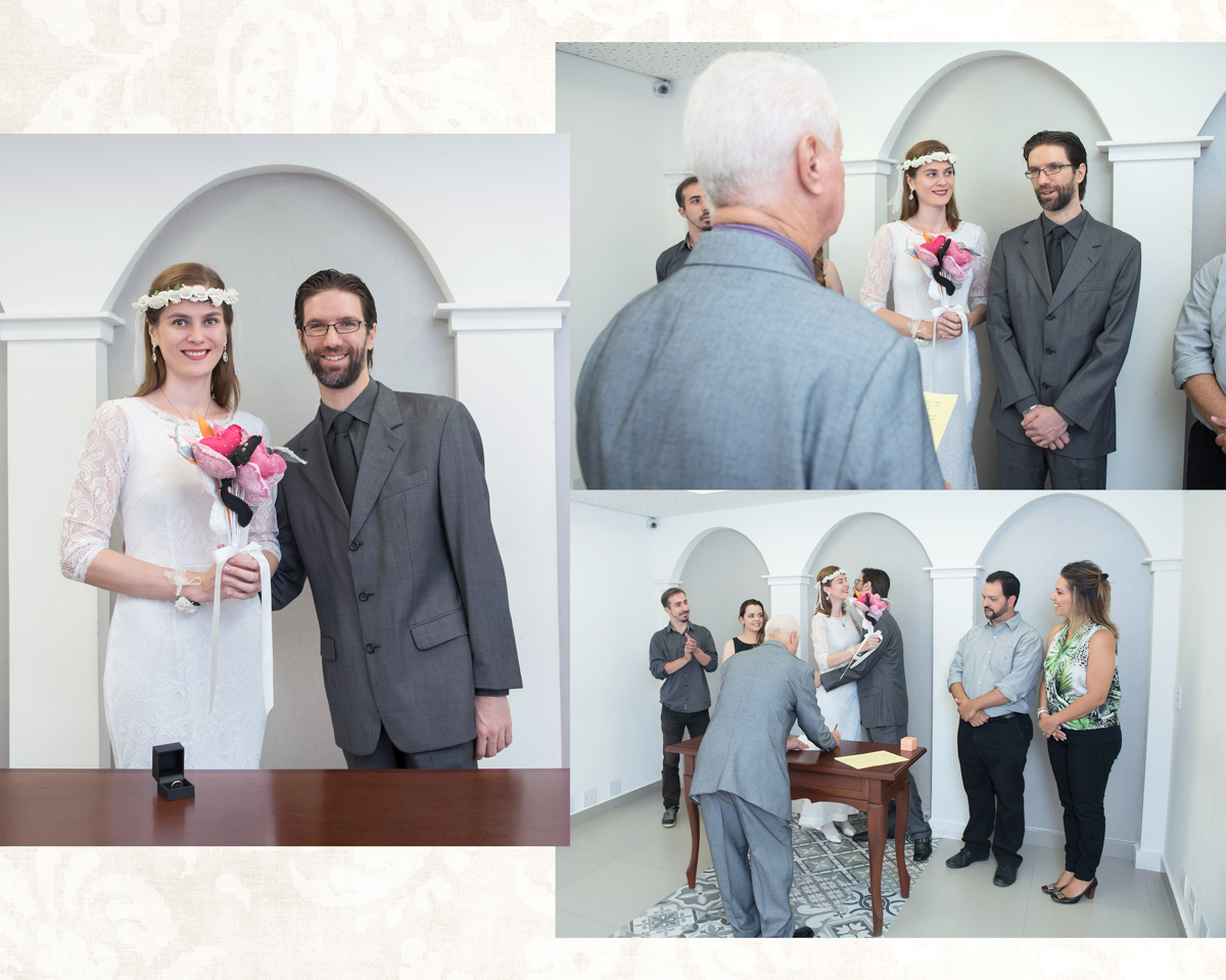 rápida cerimônia é realizada por um Juiz de Paz