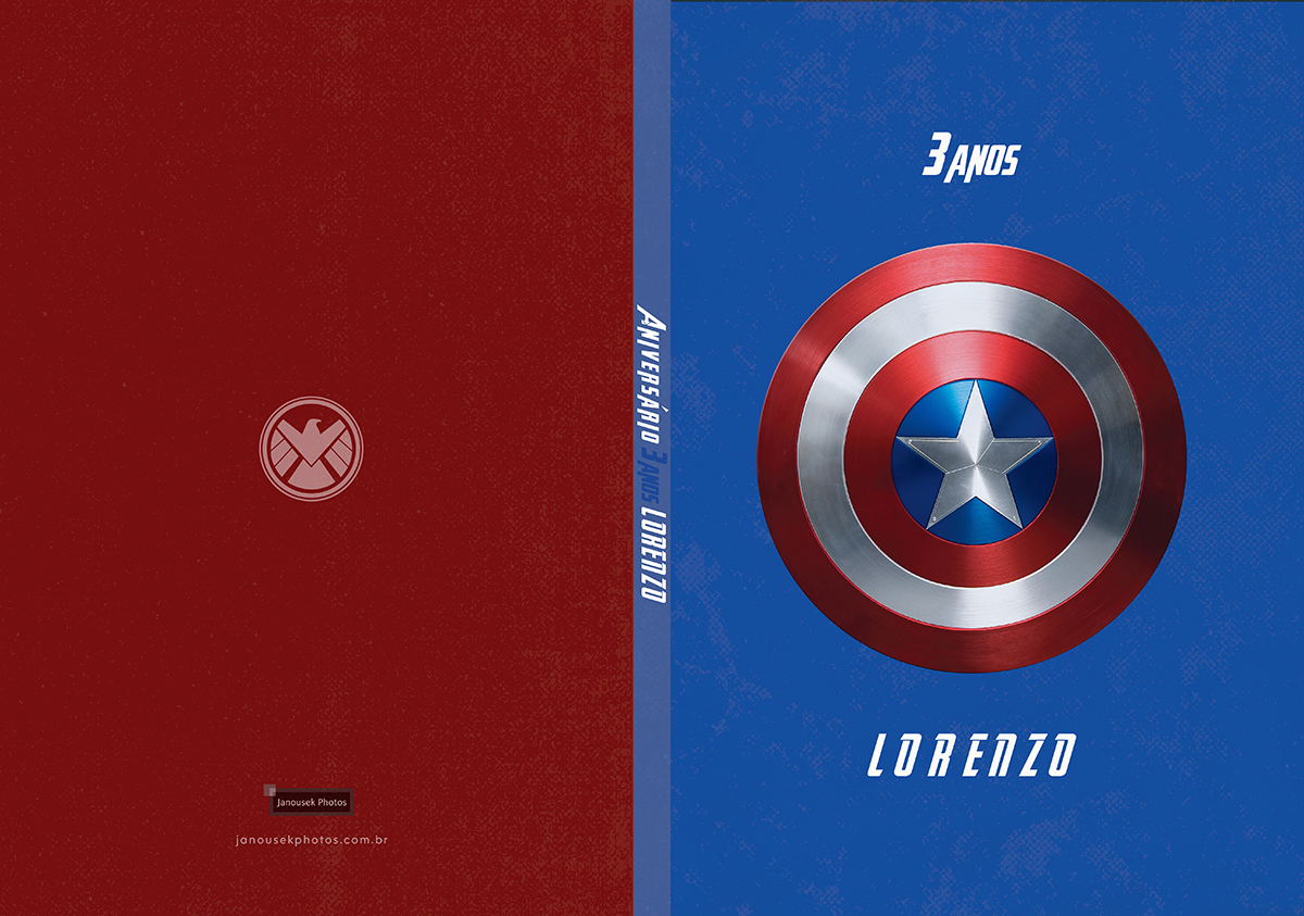 álbum fotolivro do Capitão América -fotografo de aniversario em sjc