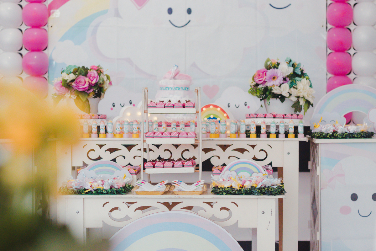 fotografia da decoração do chá de bebê