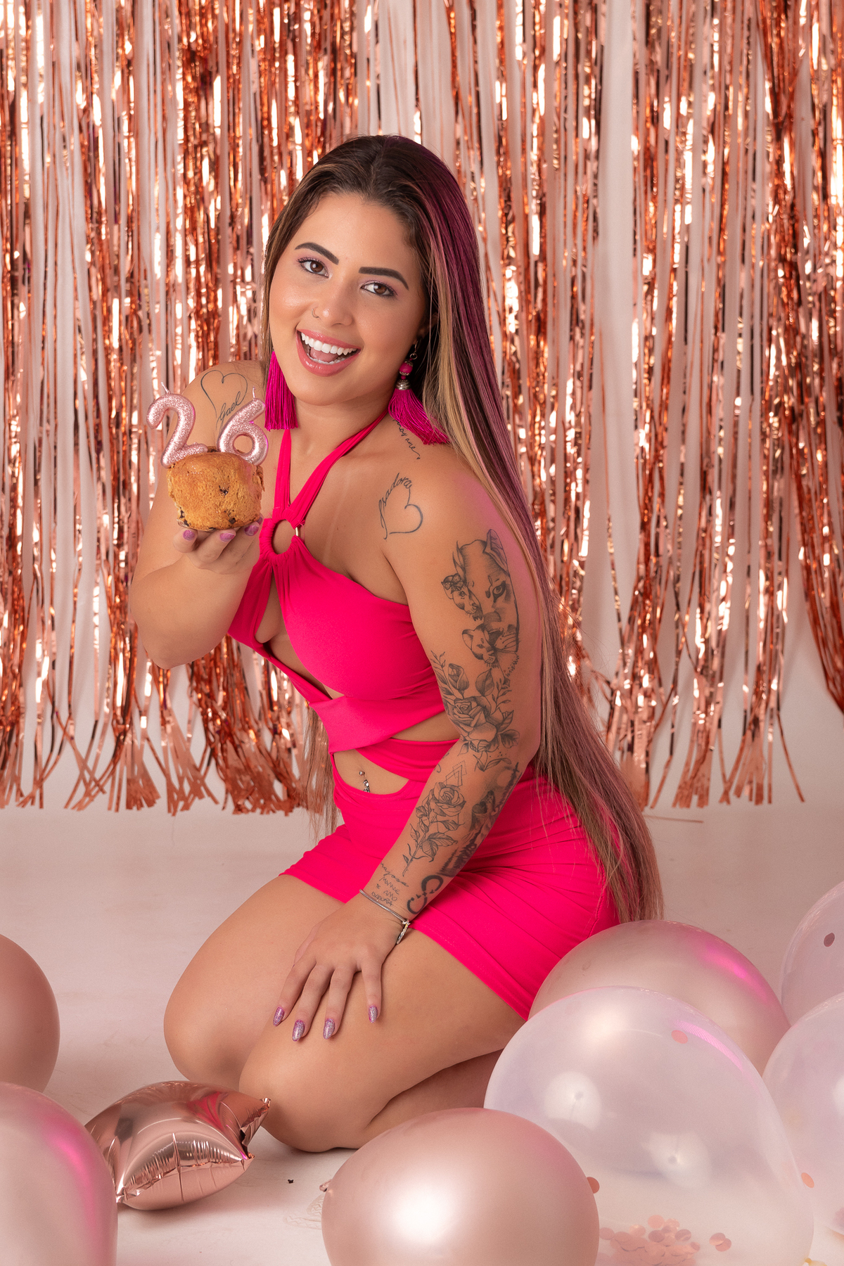 ensaio de aniversario mulher rosa estúdio bh belo horizonte book niver