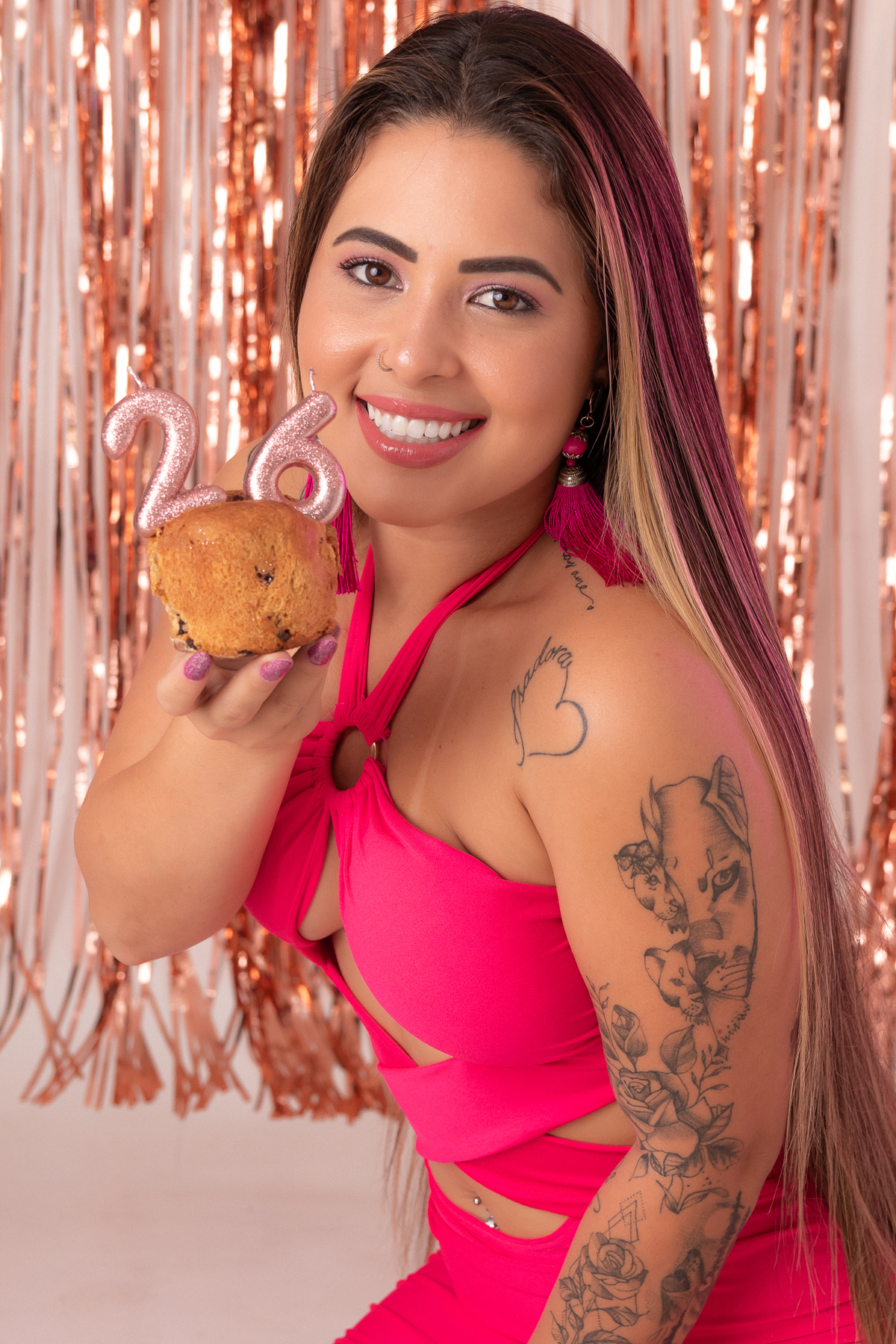 ensaio de aniversario mulher rosa estúdio bh belo horizonte book niver