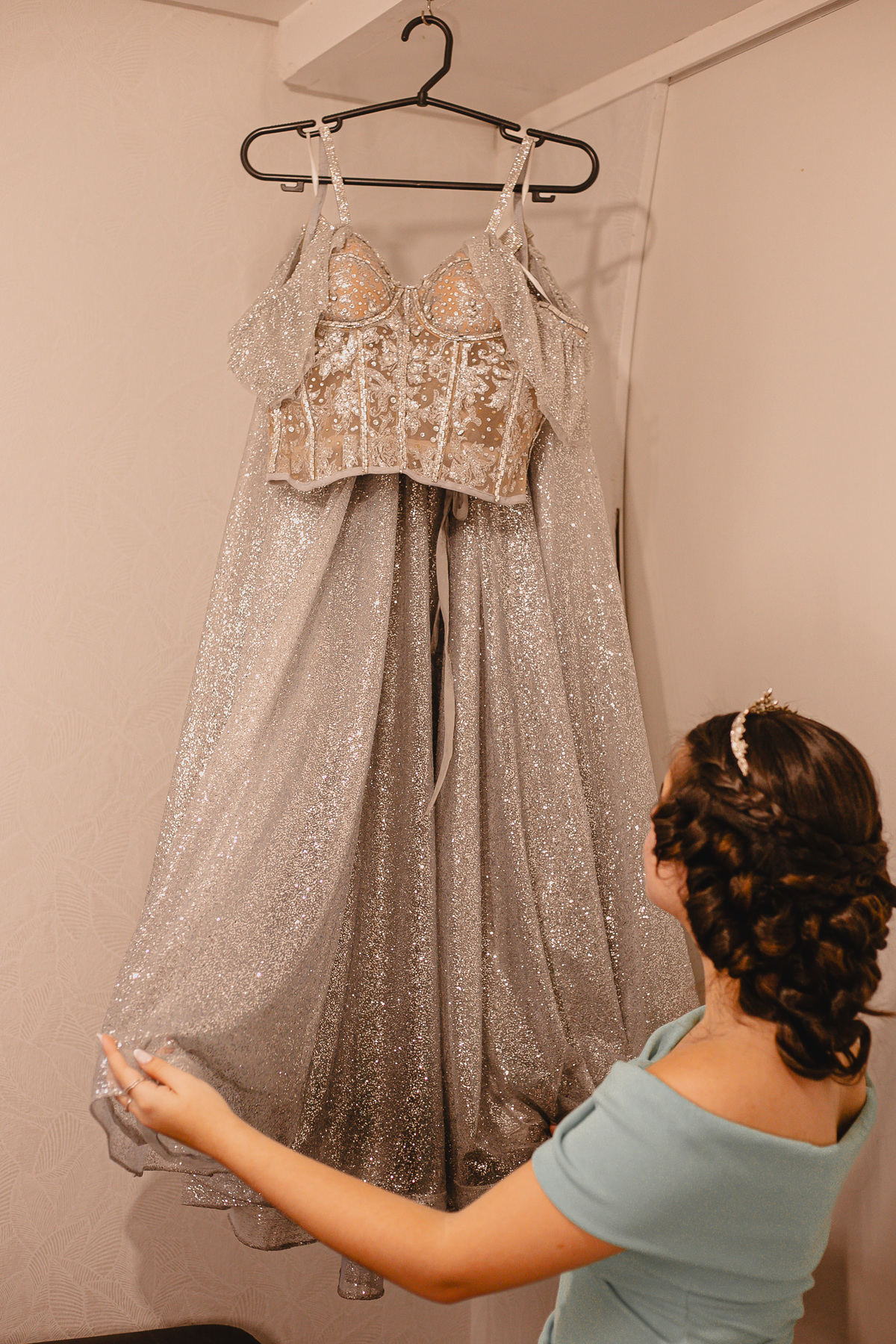 Vestido da debutante preparado para uma celebração especial de 15 anos na La Estancia.