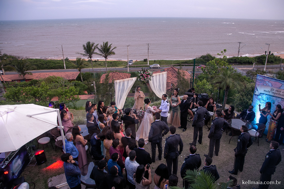 vista do alto durante um casamento no restaurante mahara