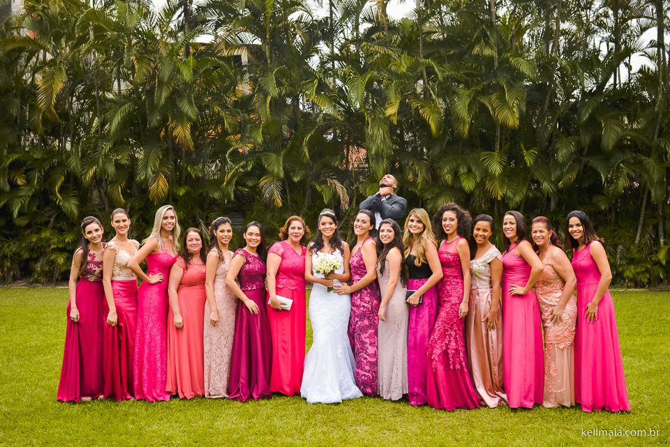 Fotógrafo de casamento, serra, ES, 2016, Nágila e Filipe, madrinhas com noivo engraçado