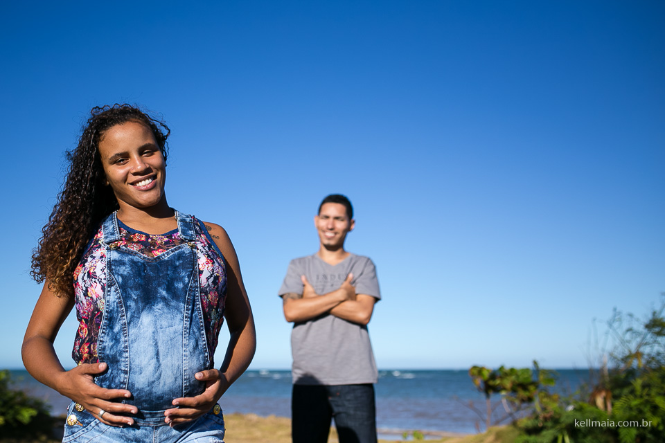 Fotografia de Gestante, Grávida, Kell Maia, Nathália e Filipe, 2015, Serra, ES, mamãe e papai sorrindo