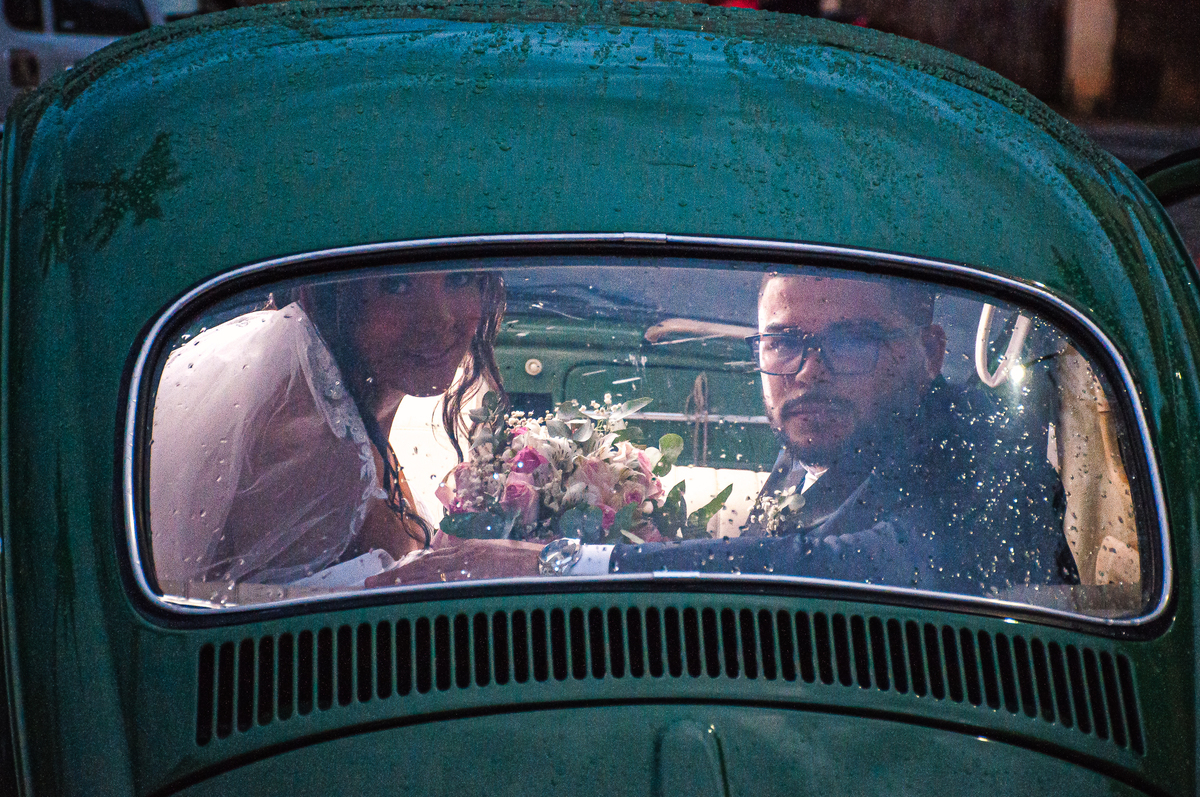 Casamento com o fusca verde