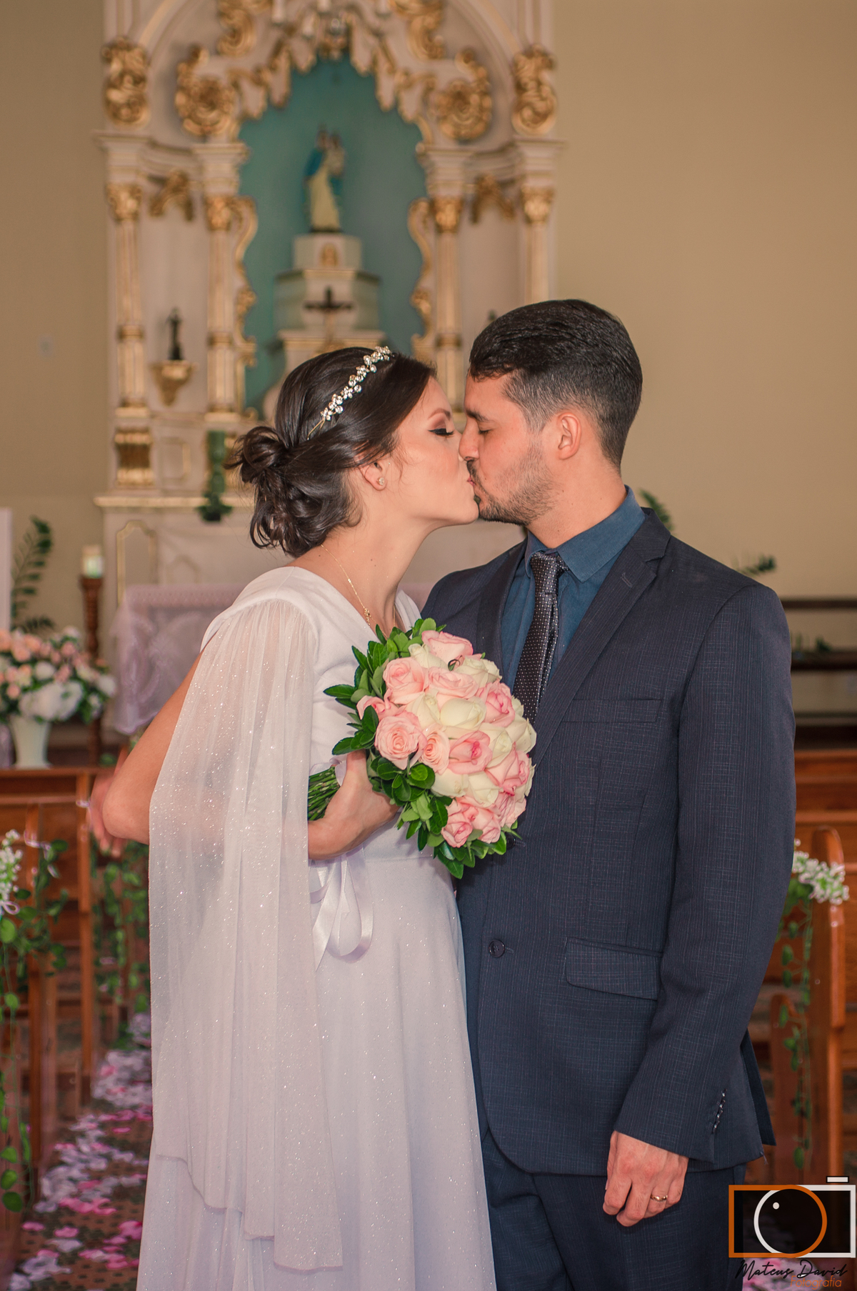 Diego e Fátima casamento beijo final da cerimônia