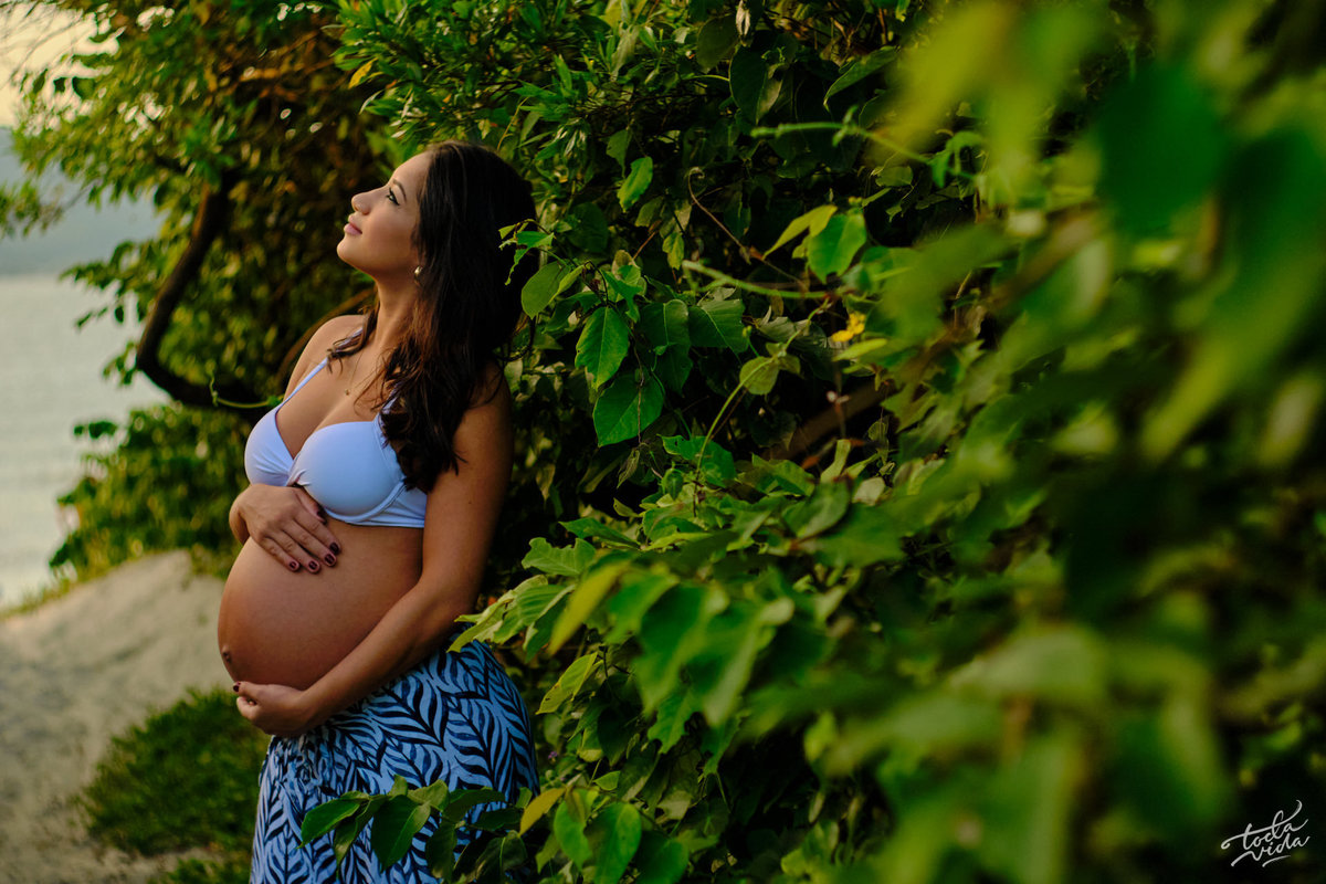 retrato da grávida Hananda na restinga da Praia da Daniela em Floripa