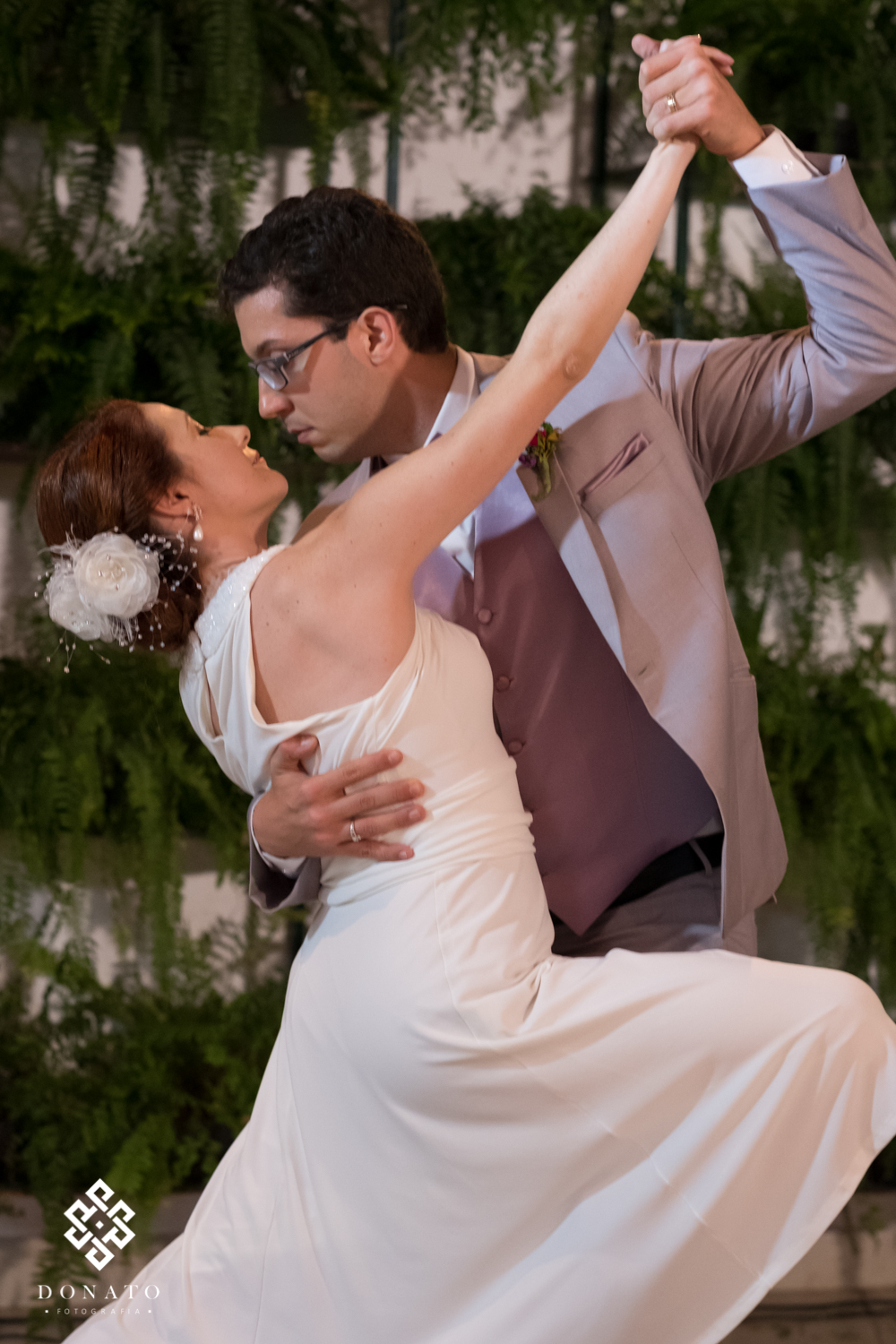 Pose no final da dança dos noivos, que foi um tango.