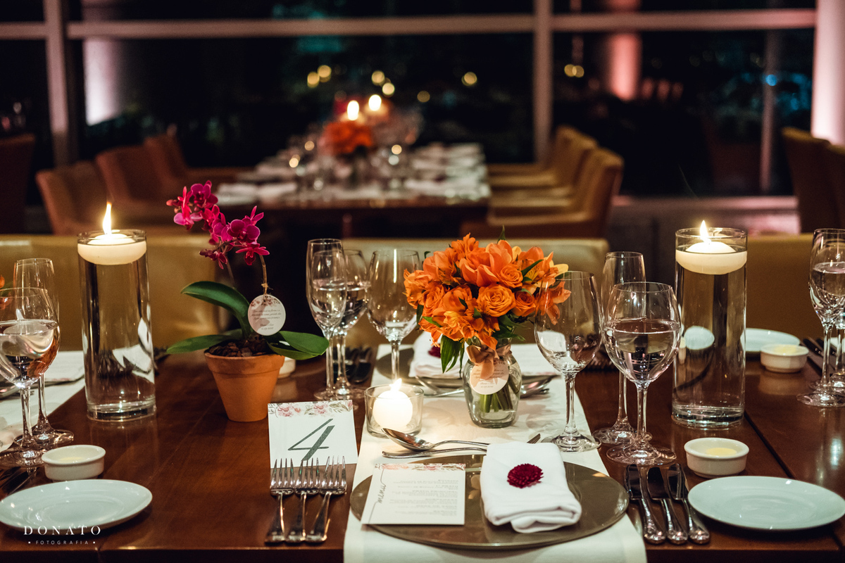 Detalhe da mesa da decoração feita pela Camila K no Hotel Grand Hyatt.