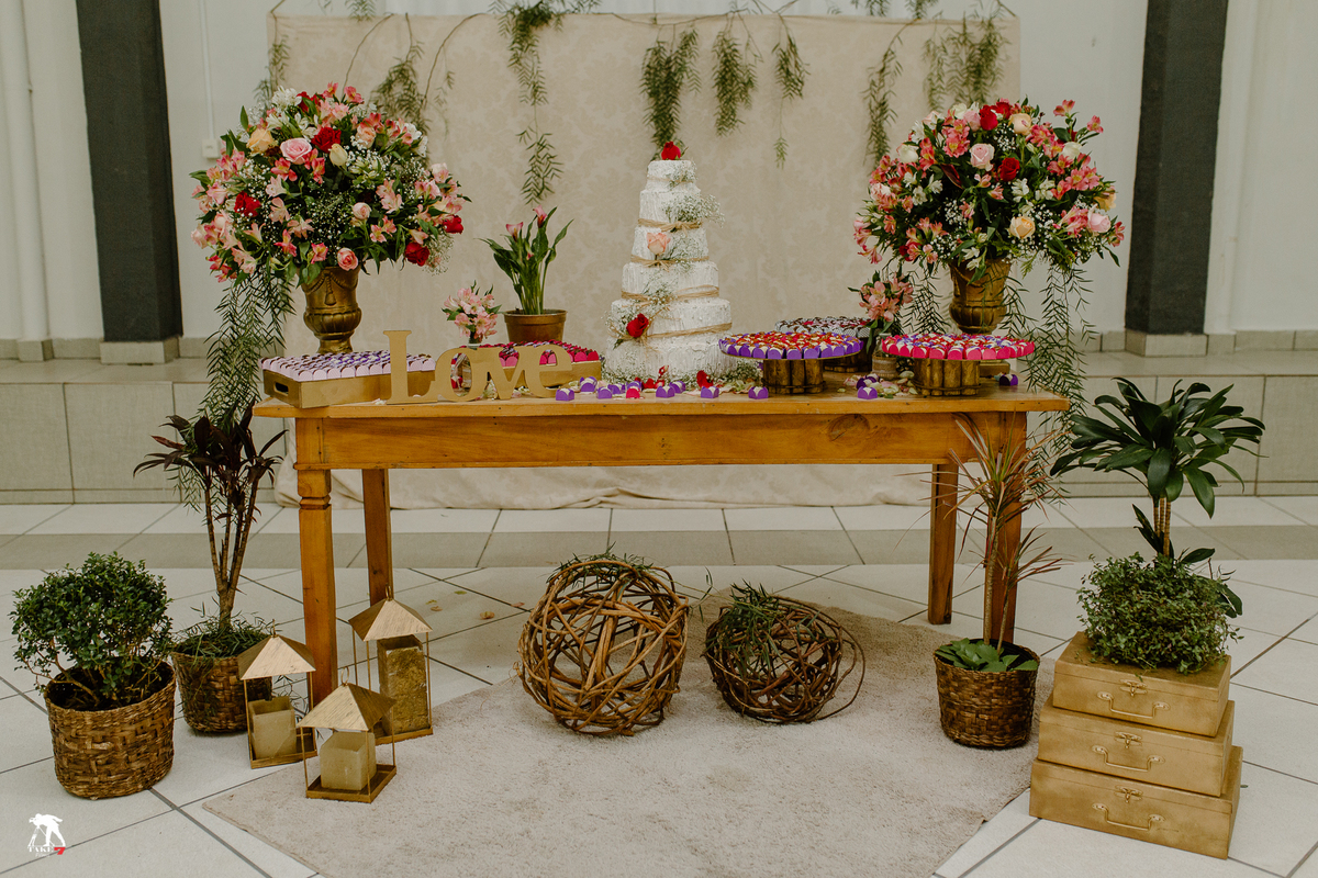 mesa do bolo de casamento 