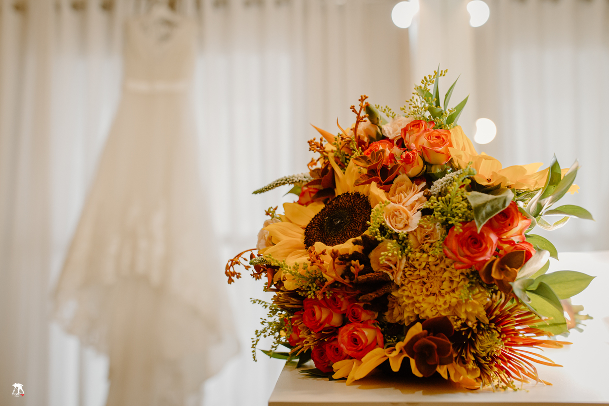 buque da noiva com vestido 