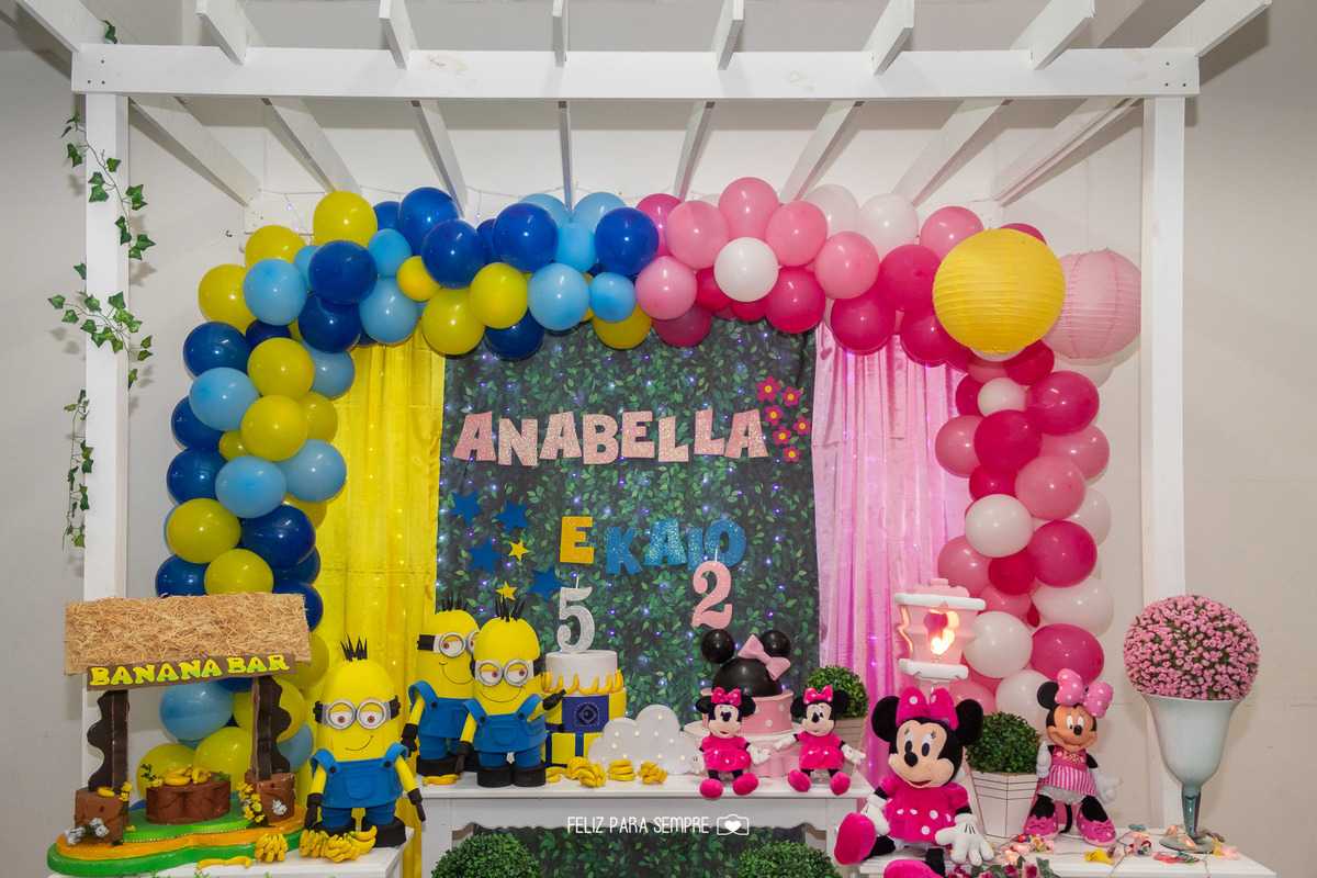 Aniversário.Anabella.Kaio.CaxiasdoSul.Minions.Minnie.Aniverduplo.Feliz Para Sempre Fotografia