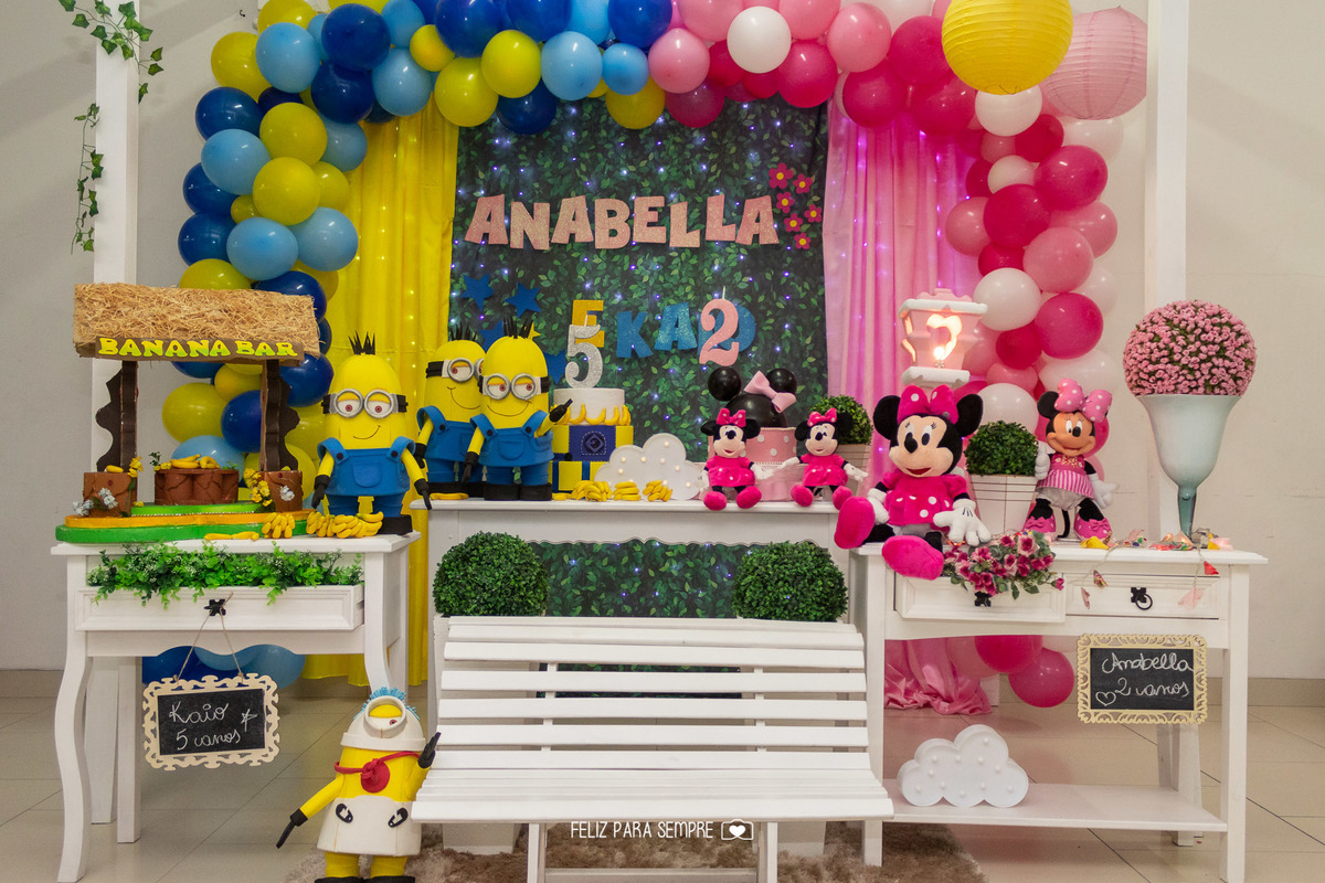 Aniversário.Anabella.Kaio.CaxiasdoSul.Minions.Minnie.Aniverduplo.Feliz Para Sempre Fotografia