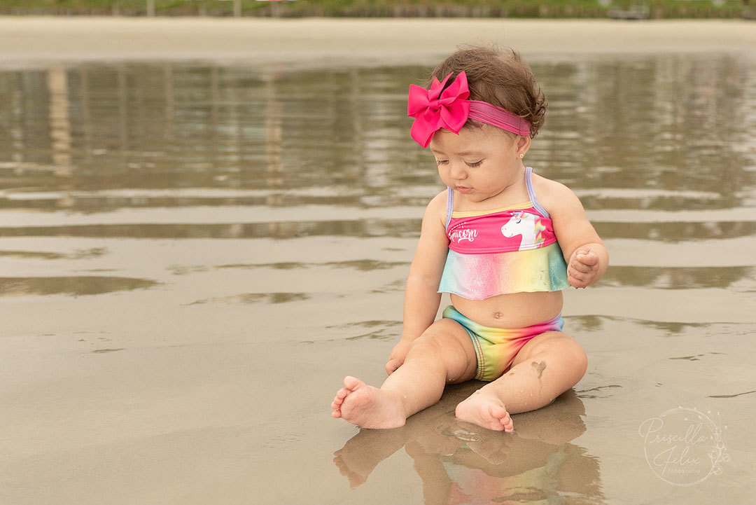 A Marina se divertiu no ensaio na praia