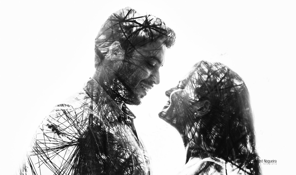 dupla exposição das fotos dos noivos