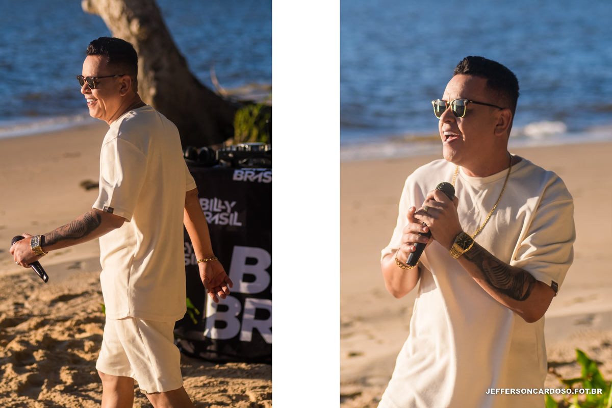 Billy brasil sunset em cametá taperá na cidade de cametá, com gravação do set só as marcantes na praia no nascer do sol, cantor, compositor, marcantes