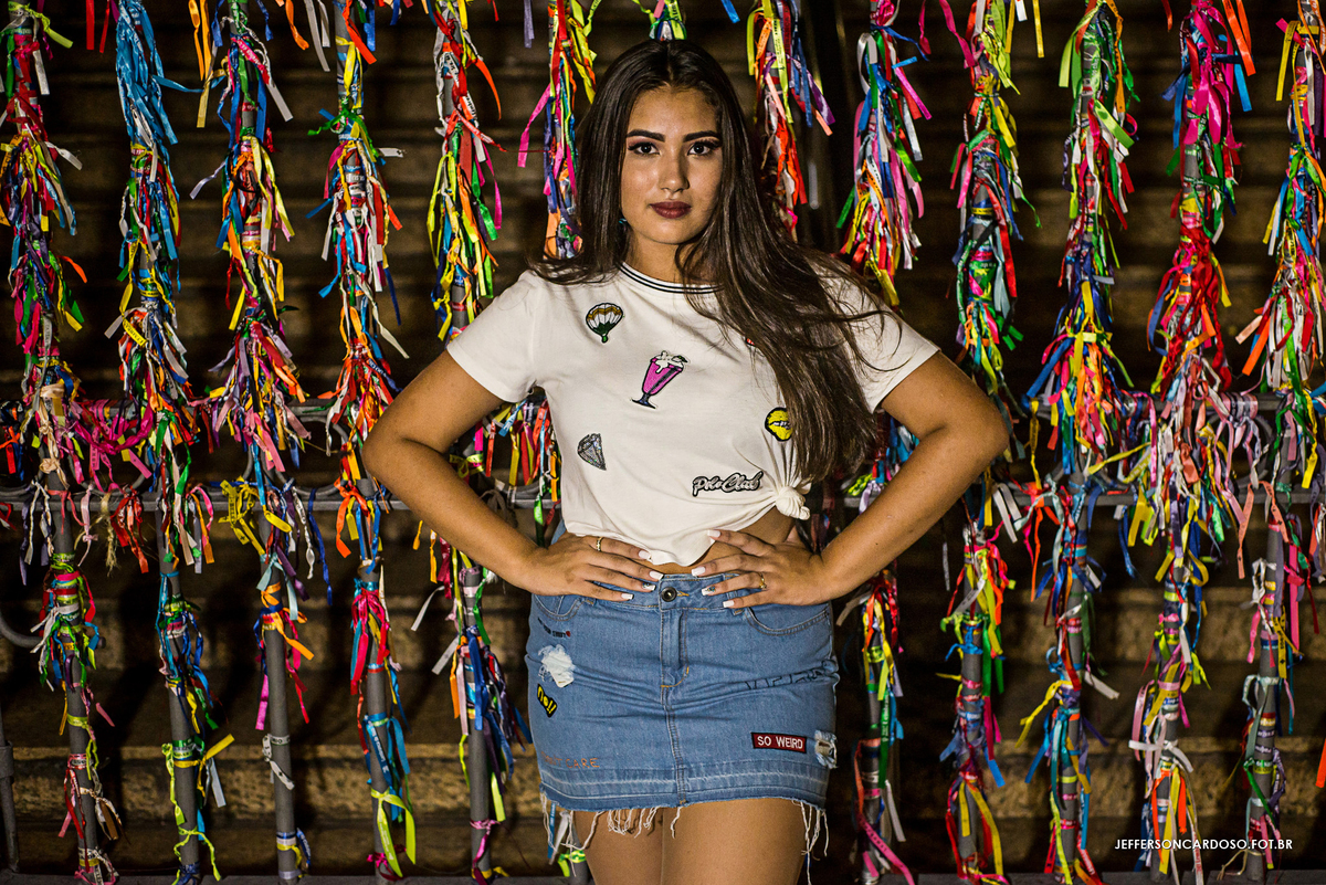 Livia com as fitinhas do Círio de Nazaré