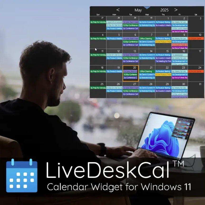 Live Desk Cal keeps your calendar always visible on your Windows desktop.