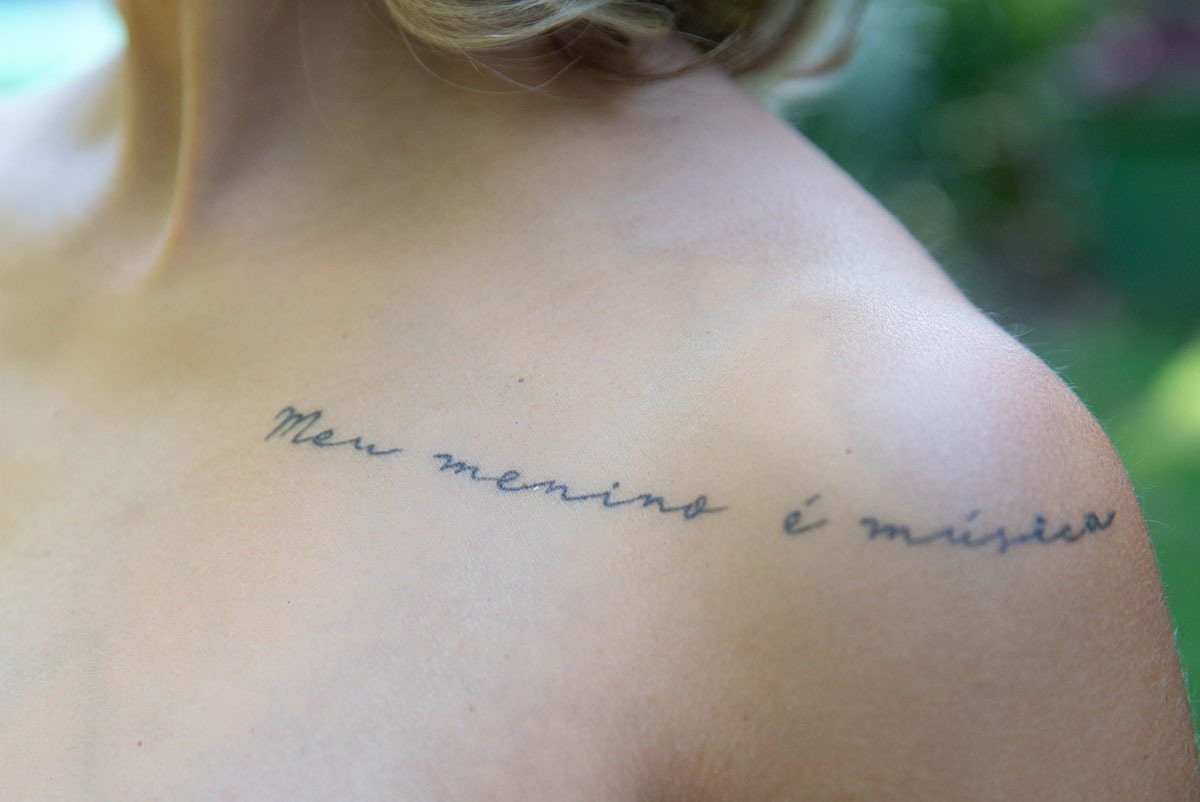 Ensaio de gestante: detalhe da tatuagem da Isabela - Rio de Janeiro.