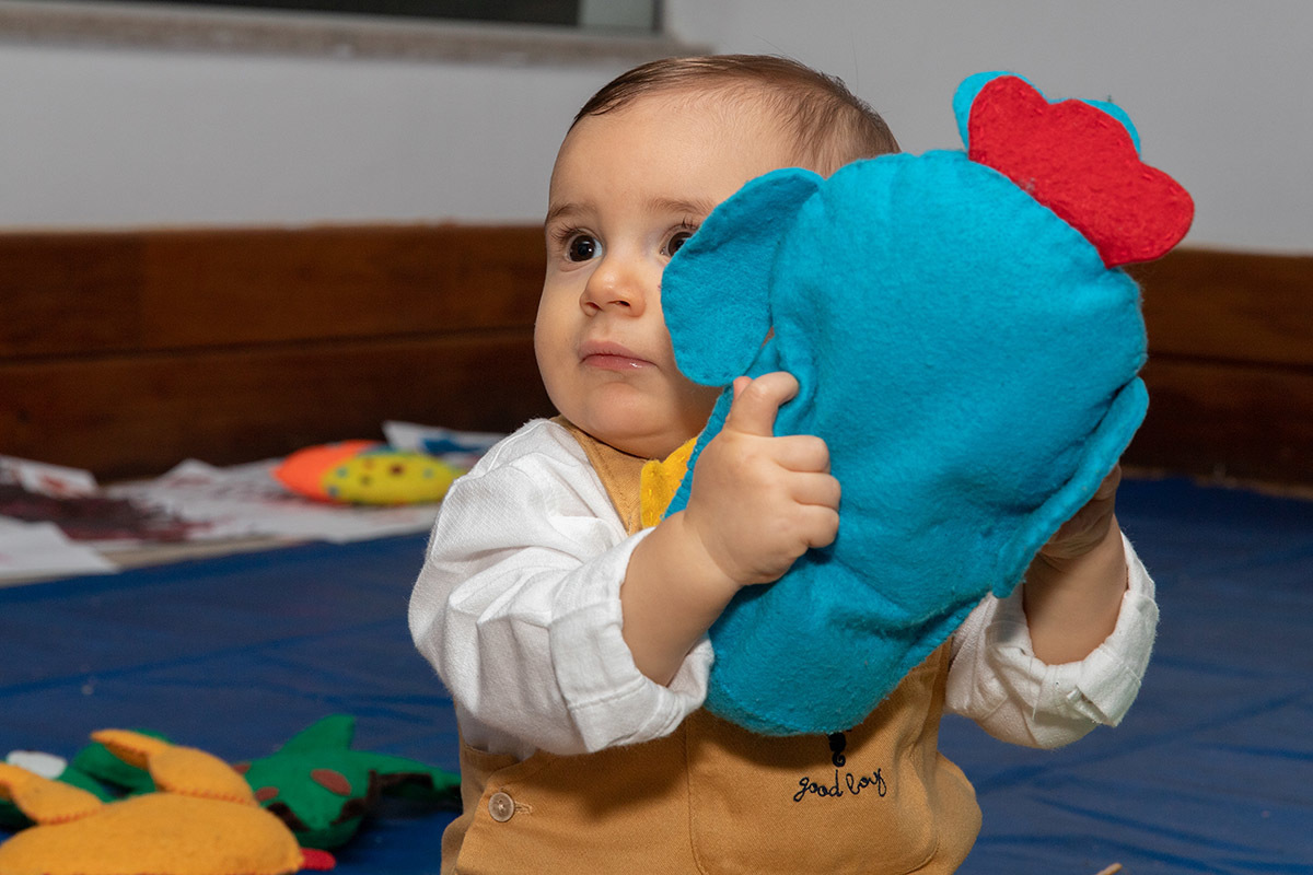 Festa de aniversário de 1 ano do Leonardo: Léo brincando no Rio de Janeiro.