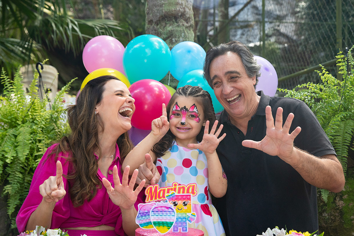 Sílvia, Sérgio e Marina na festa de aniversario - 6 anos - Rio de Janeiro - RJ.