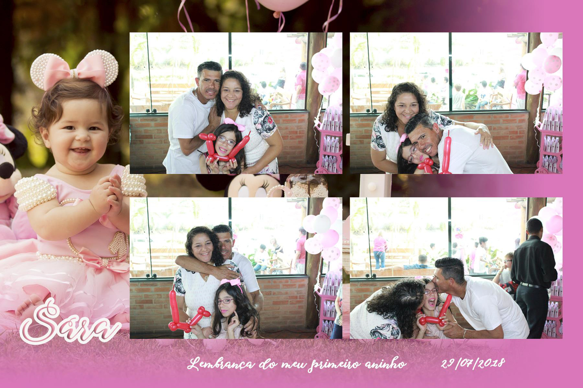 totem de fotos lembrança aniversario minnie rosa retratos foto video itatiba