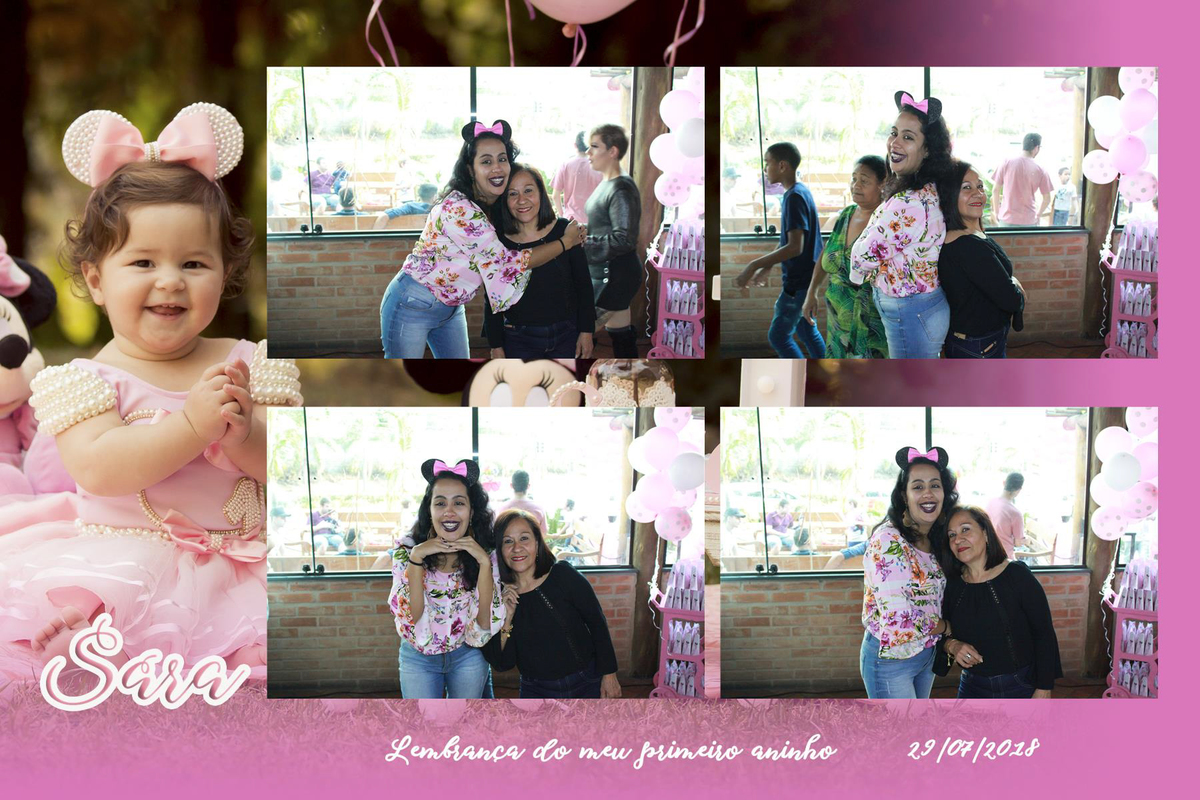 totem de fotos lembrança aniversario minnie rosa retratos foto video itatiba