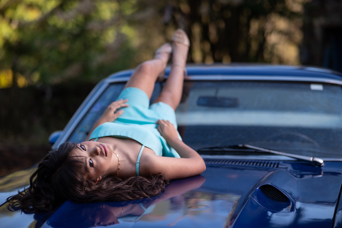 Um carro cheio de história, pertencente ao pai da Helena, tornou este momento ainda mais emocionante.