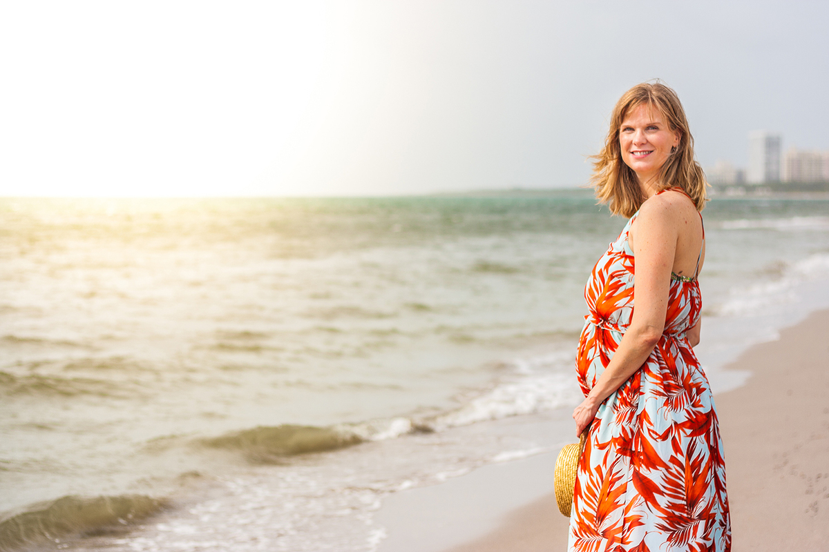 Ketlin esperando Arthur em Miami - Gestante - KrandonPark - Miami Maternity - USA - Praia