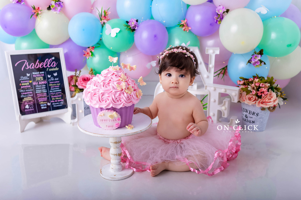 Smash the Cake Borboletas - Smash the Cake da Isabella - Caraguatatuba/SP - On Click Fotografia