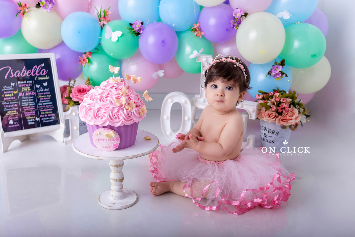 Smash the Cake Borboletas - Smash the Cake da Isabella - Caraguatatuba/SP - On Click Fotografia