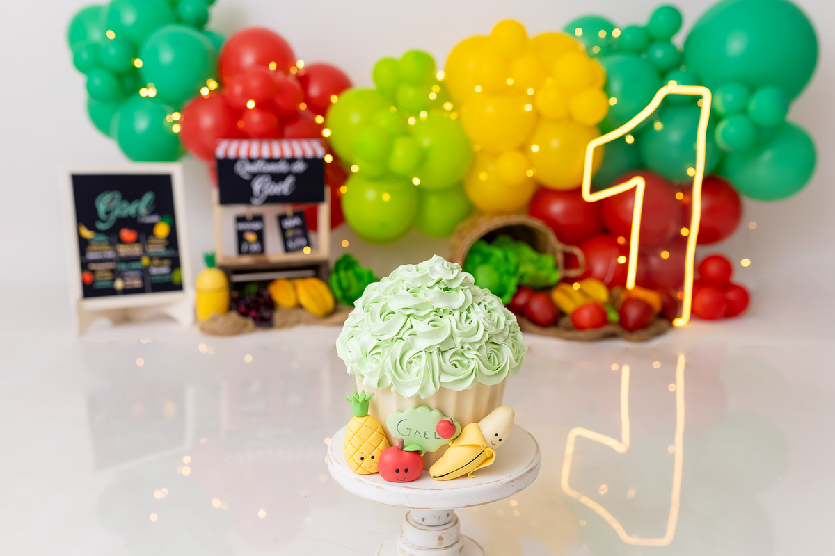 Smash the Cake em Caraguatatuba - Smash the cake tema quitanda - Smash the cake do Gael - Smash the cake tema frutinha