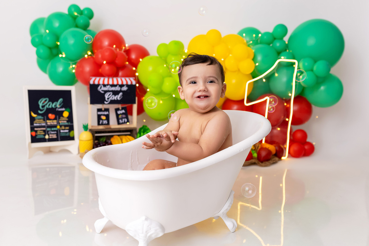 Smash the Cake em Caraguatatuba - Smash the cake tema quitanda - Smash the cake do Gael - Smash the cake tema frutinha