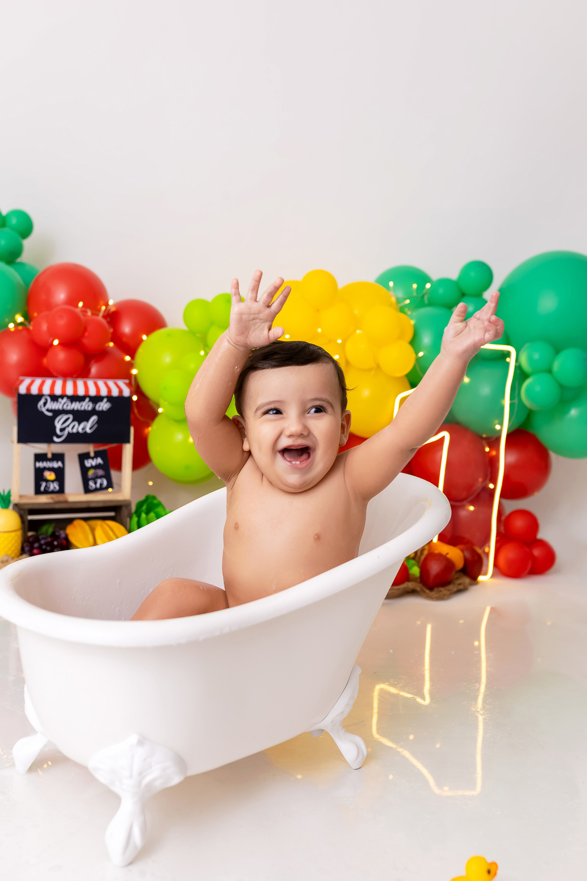 Smash the Cake em Caraguatatuba - Smash the cake tema quitanda - Smash the cake do Gael - Smash the cake tema frutinha