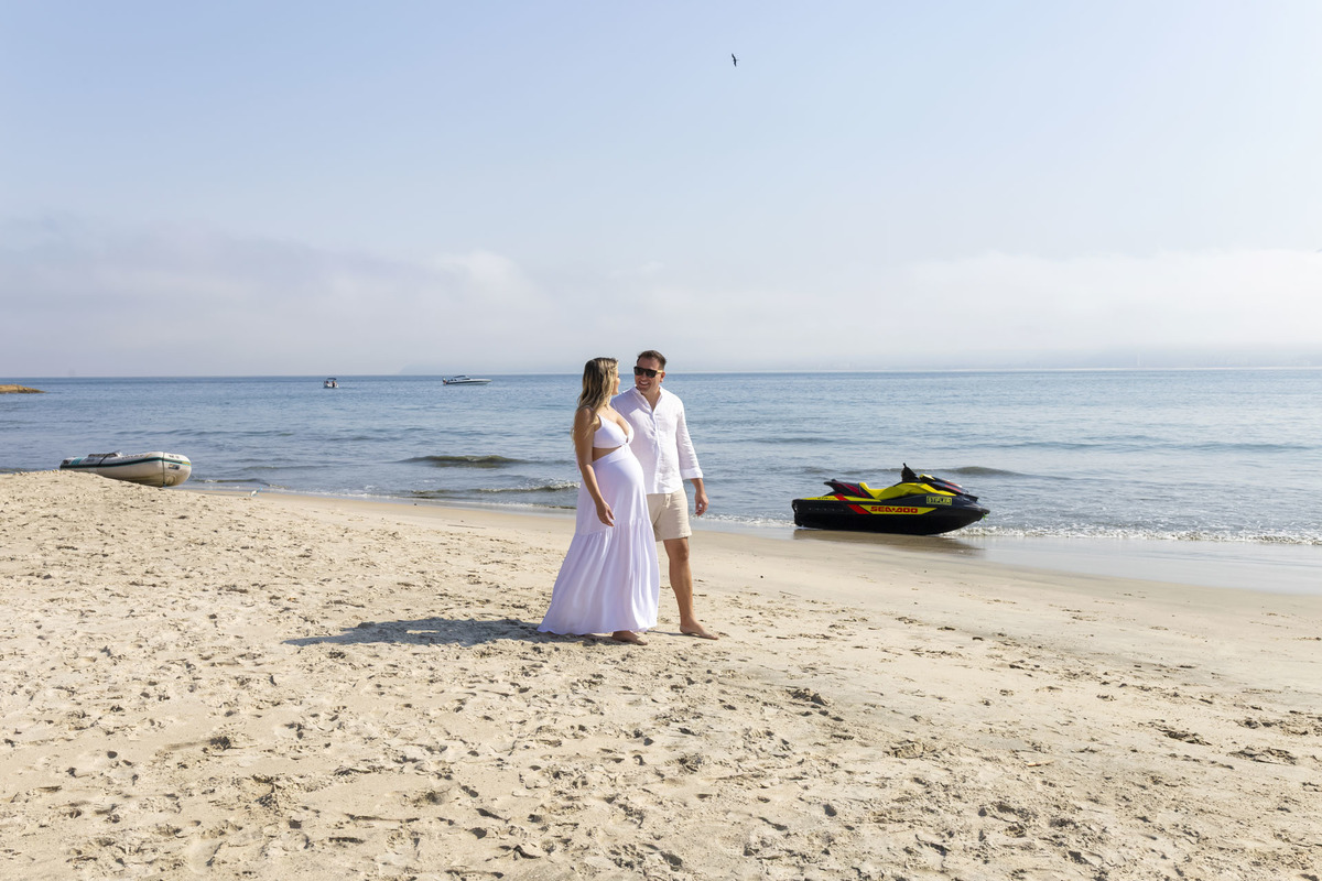 Ensaio gestante na Praia - Praia de Caraguatatuba - Ilha do Tamanduá - Ensaio gestante na praia da Claudia, esposo e Lívia