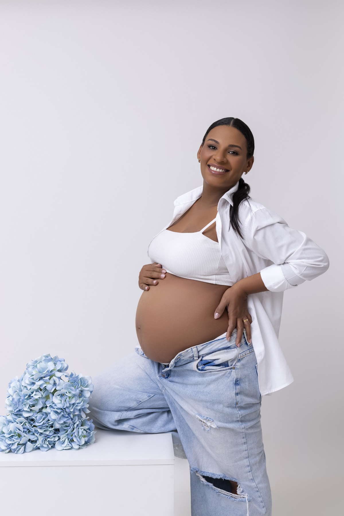 Ensaio gestante no estúdio - Ensaio gestante em Caraguatatuba - Ensaio gestante da Geiza