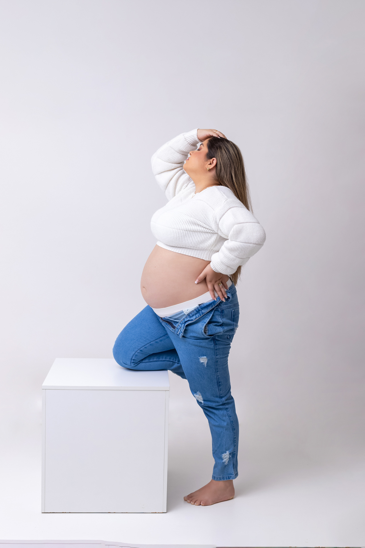 Ensaio gestante em estúdio realizado em Caraguatatuba | Gestante da Juliana