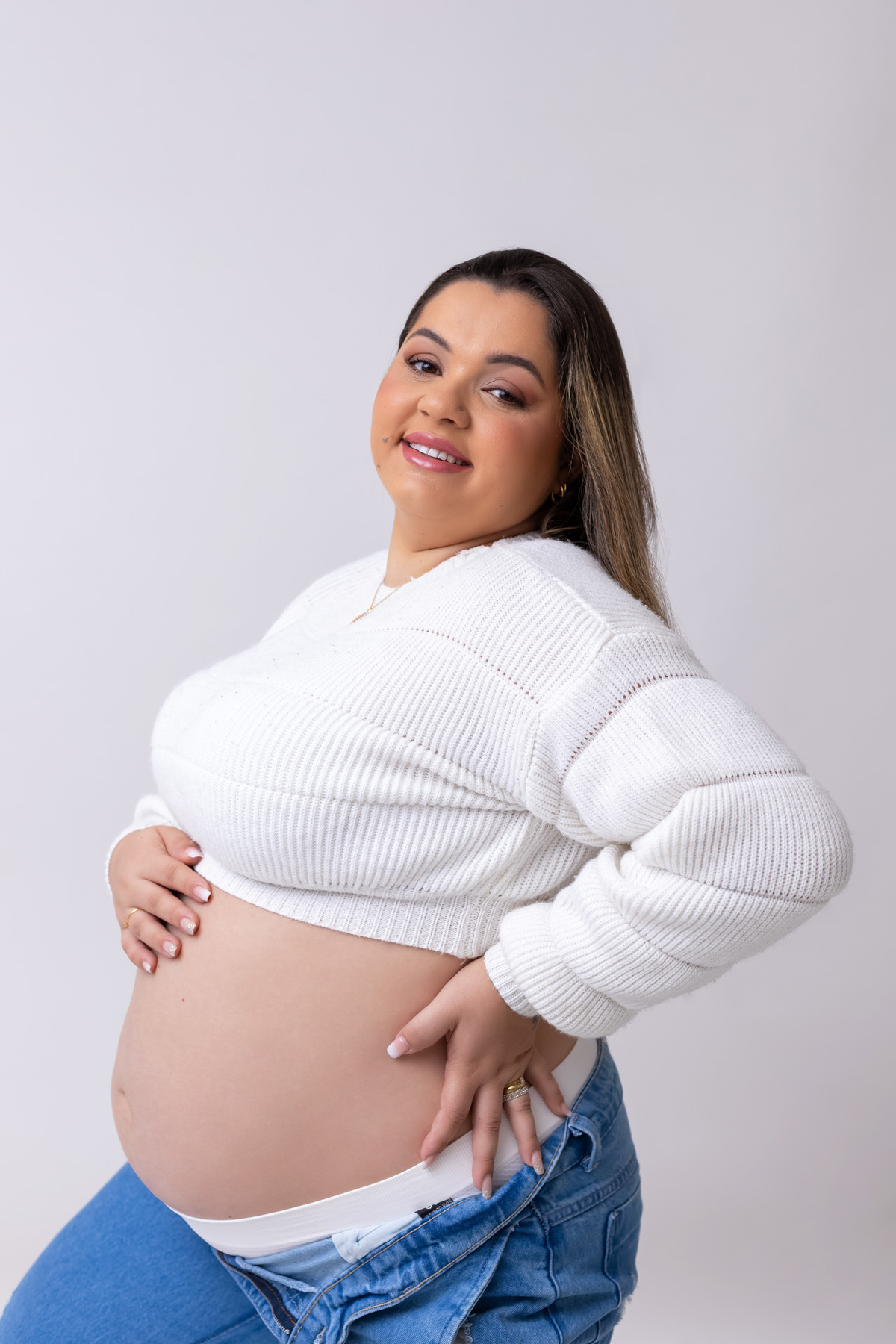 Ensaio gestante em estúdio realizado em Caraguatatuba | Gestante da Juliana