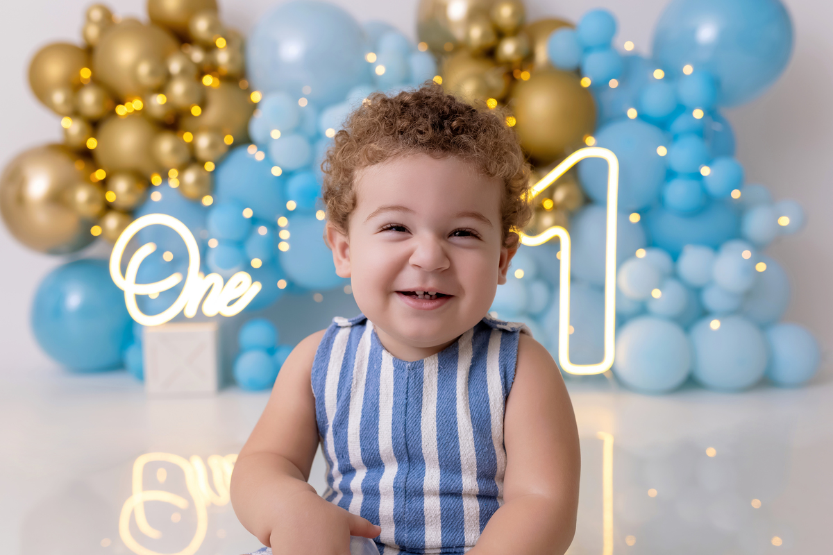 Smash the Cake Caraguatatuba - Ensaio primeiro aninho - mundo azul
 - Ensaio fotográfico infantil - Estúdio On Click Fotografia - Smash the cake 