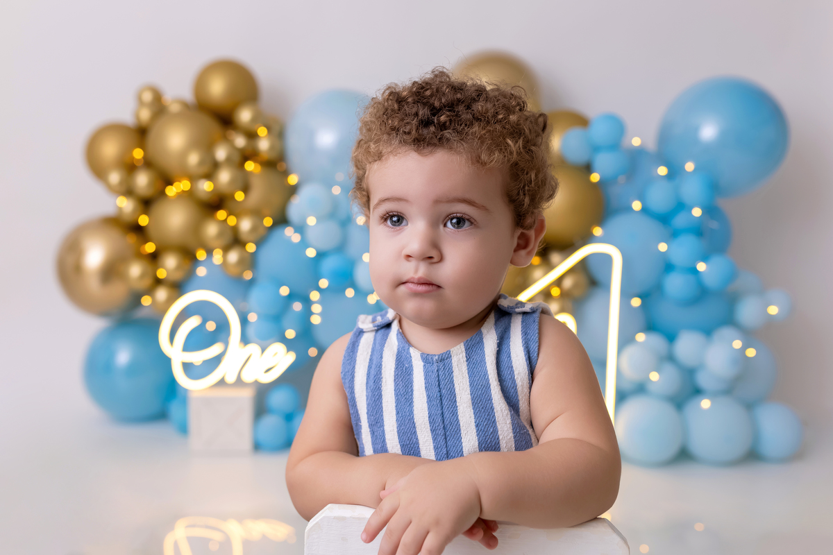 Smash the Cake Caraguatatuba - Ensaio primeiro aninho - mundo azul
 - Ensaio fotográfico infantil - Estúdio On Click Fotografia - Smash the cake 
