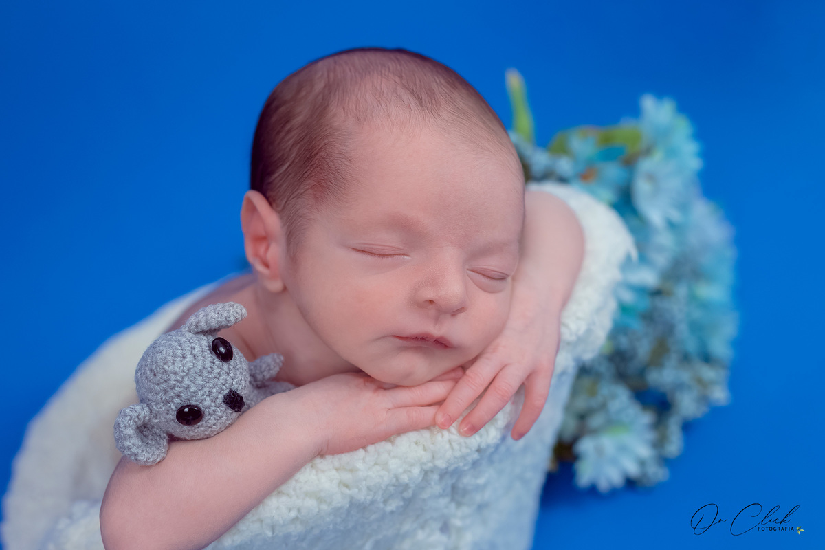 Newborn do Arthur - Pose na poltrona - Home Estúdio On Click Fotografia - Newborn Caraguatatuba
